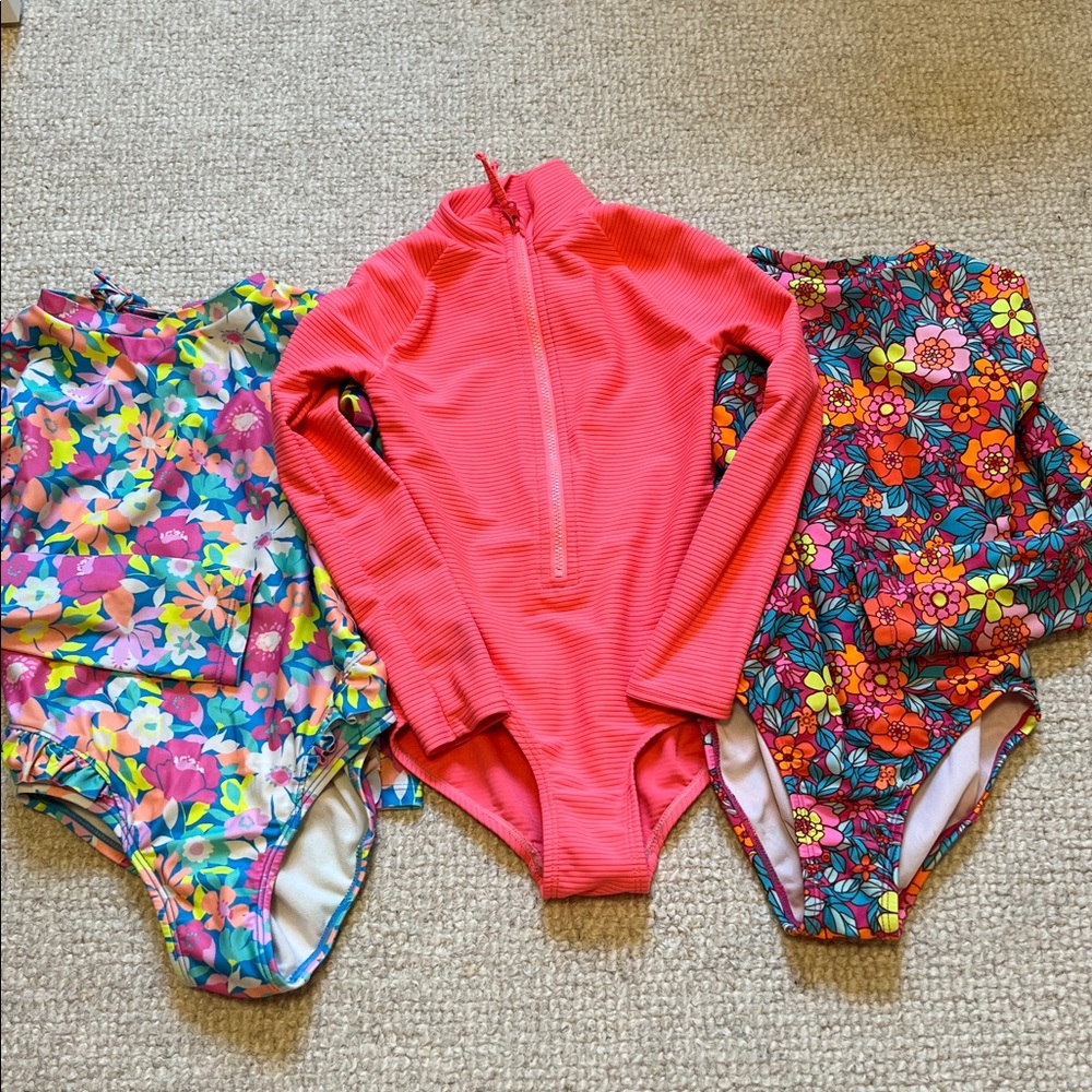 Girls long sleeve bathing suit bundle (3 total size xs)